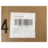 5PCS 4-person dining table set, artificial marble+PU leather chairs, suitable for restaurants