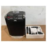 Karaoke Machine - Portable PA System with Wireless Mics, Subwoofer, Lights, Phone/Tablet Holder, Remote