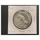 1 Ounce .999 Fine Silver Round 1987 South Dakota