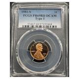 1981-S Lincoln Cent Proof PCGS PR69 Red Deep Cameo Type 1