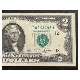 1976 $2 Dollar Bill Uncirculated Fort Bragg Postage