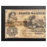 1860 $1 Dollar Bill North Western Bank of Pennsylvania