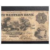 1860 $1 Dollar Bill North Western Bank of Pennsylvania