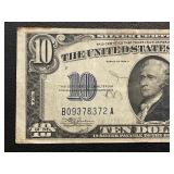 1934 A Yellow Seal $10 Dollar Silver Certificate