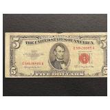 1953 C Red Seal $5 Dollar Note