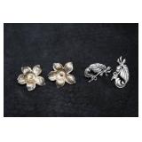 Vintage Sterling Silver Clip-On Earrings