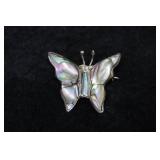 Sterling Silver Butterfly Pin with Abalone Inlay
