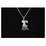 Sterling Silver 3D Dog Pendant with Chain