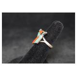 Sterling Silve Horse Ring with Turquoise and Onyx Inlay