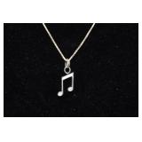 Sterling Silver Musical Note Pendant with Necklace