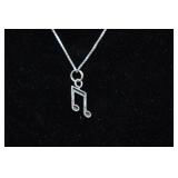 Sterling Silver Musical Note Pendant with Necklace