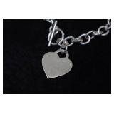 Sterling Silver Heart on Charm Bracelet