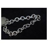 Sterling Silver Heart on Charm Bracelet