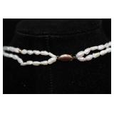 Fresh Water Rice Pearl Necklace with Yellow Gold Clasp