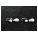 Judith Ripka Sterling Silver Fresh Water Pearl Earrings with CZ Accents