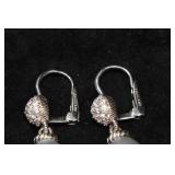 Judith Ripka Sterling Silver Fresh Water Pearl Earrings with CZ Accents