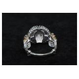 Sterling Silver Winged Skull Ring with Gold Plated Accents
