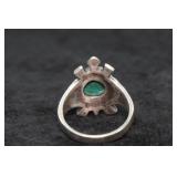 Sterling Silver Turtle Ring with Malachite Stone