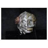 Sterling Silver Lady/Skull Ring with Accents
