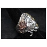 Sterling Silver Lady/Skull Ring with Accents