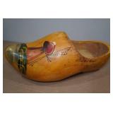 Hand Carved and Painted Wooden Shoe with Mini Plate