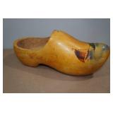 Hand Carved and Painted Wooden Shoe with Mini Plate
