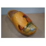 Hand Carved and Painted Wooden Shoe with Mini Plate