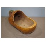 Hand Carved and Painted Wooden Shoe with Mini Plate