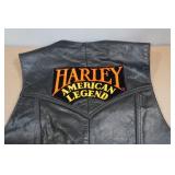 Ladies Black Leather Vest with Vintage Pins -Large