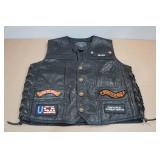 Diamond Plate Buffalo Leather Motorcycle Vest -Medium