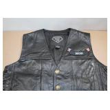 Diamond Plate Buffalo Leather Motorcycle Vest -Medium