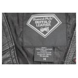 Diamond Plate Buffalo Leather Motorcycle Vest -Medium