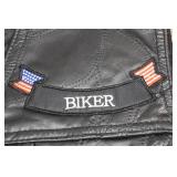 Diamond Plate Buffalo Leather Motorcycle Vest -Medium