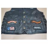 Diamond Plate Buffalo Leather Motorcycle Vest -Medium