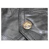 Diamond Plate Buffalo Leather Motorcycle Vest -Medium