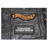 Diamond Plate Buffalo Leather Motorcycle Vest -Medium