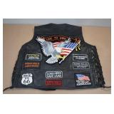 Diamond Plate Buffalo Leather Motorcycle Vest -Medium