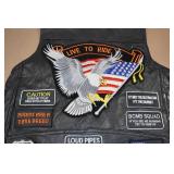 Diamond Plate Buffalo Leather Motorcycle Vest -Medium