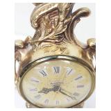 Vintage Renaissance Empire French Rococo Gold Gilt Electric Mantle Desk Clock