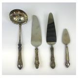 Four Assorted Vintage Serving Pieces including Sterling Silver