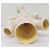 Vintage Belleek Shamrock Tree Trunk Three Compartment Vase