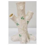 Vintage Belleek Shamrock Tree Trunk Three Compartment Vase