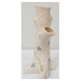 Vintage Belleek Shamrock Tree Trunk Three Compartment Vase