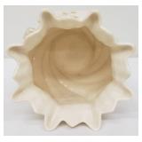 Belleek Irish Porcelain Small Cache with Applied Roses and Leaves and a Scalloped Rim