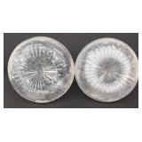 Pair of Vintage Silver Neck Wine Cut & Etched Grape Motif Crystal Decanters