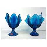 Pair of Vintage Viking Glass Compote Vase