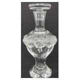 Lalique Martine Perfume Bottle with Etched Rose Motif - Signed