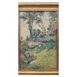 Vintage Original Oil Painting - A Lovely Garden Scene