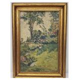 Vintage Original Oil Painting - A Lovely Garden Scene