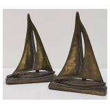 Pair of Vintage Brass Sailboat Bookends